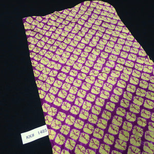 KK1485A2 Silk Kimono Fabric Vintage(Pre-1920) Shibori Purple Yellow 50.8x11.4in(129x29cm)