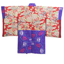 Load image into Gallery viewer, Haori Jacket Vintage(1920-1950) Blueish Purple Meisen Floral pattern Silk #11050A3
