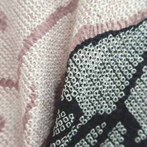 Haori Jacket Vintage(1950-1980) Black Pink Shibori Plum blossom Branch Silk #10049C5