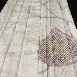 KK1380B7 Silk Kimono Fabric Vintage(1950-1980) Shibori White 72.0x12.2in(183x31cm)