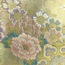 Load image into Gallery viewer, Fukuro Obi Gold Peony Wisteria Silk BB327V9
