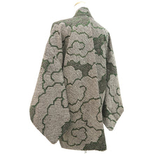 Load image into Gallery viewer, Haori Jacket Green Black Full Shibori Cloud Silk #10711D2

