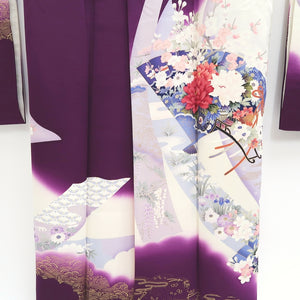 Furisode Purple White Peony Ume Tall Silk #9697J4