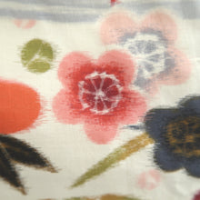 Load image into Gallery viewer, Haori Jacket Vintage(1920-1950) White Vermillion Meisen Floral pattern Silk #11031A2
