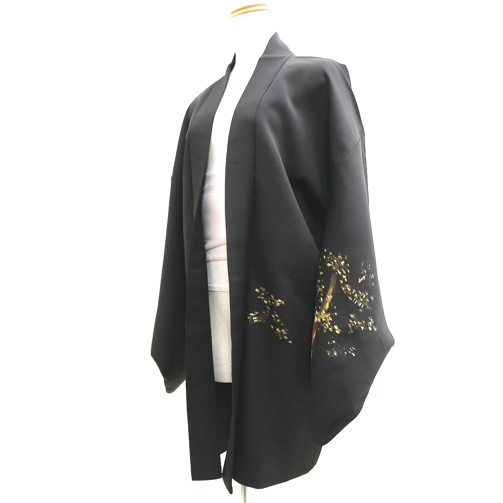 Haori Jacket Vintage(1950-1980) Black Tree Silk #9728A1