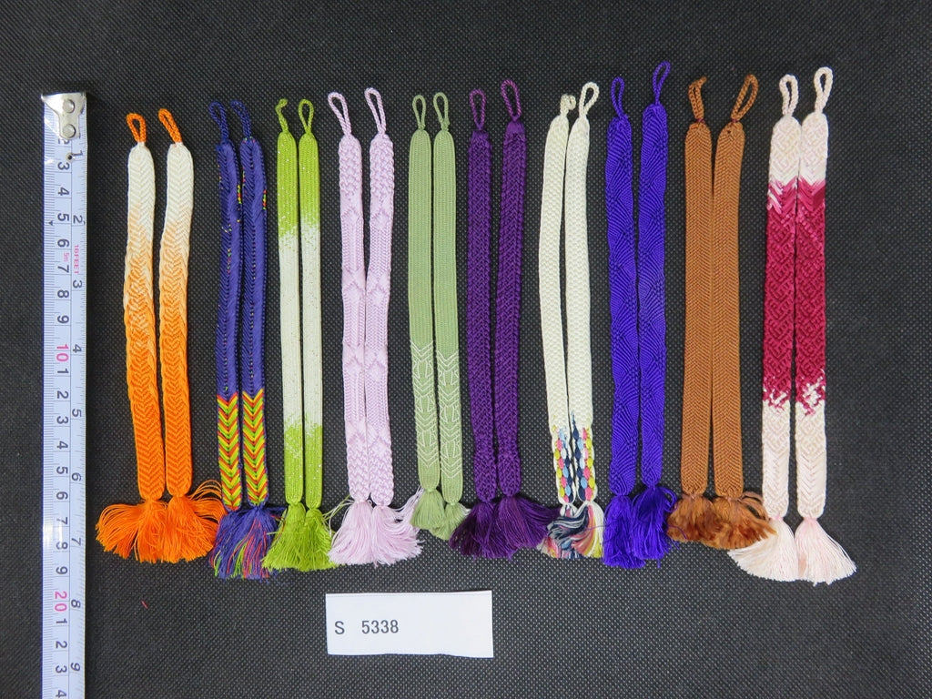 S#5338 Silk Haori Himo Flat Braid 10pcs Bundle Pack