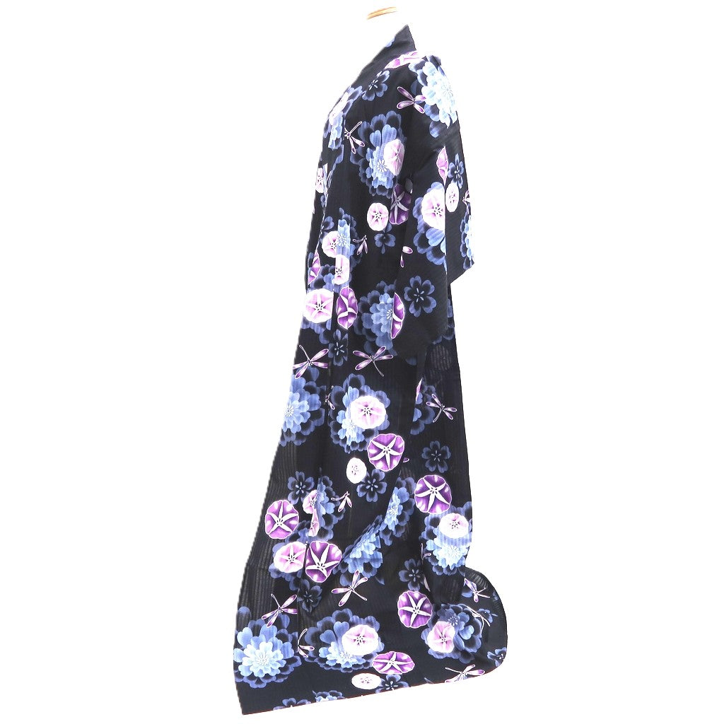 Yukata Black Dragonfly Asagao Tall Cotton #10474A5