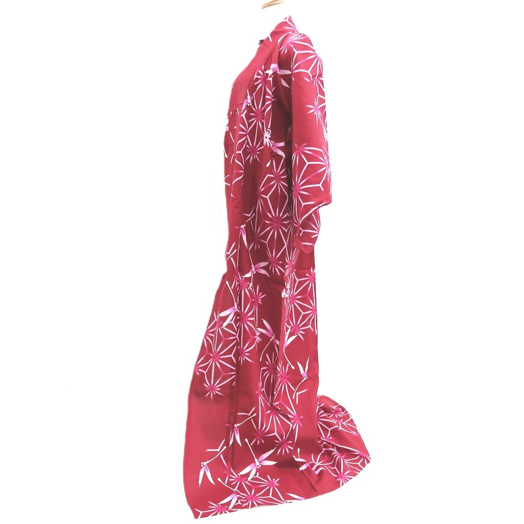 Yukata Red Dragonfly Asanoha Cotton #10345F3