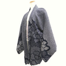 Load image into Gallery viewer, Haori Jacket Vintage(1950-1980) Navy Shibori Peony Silk #10035C4
