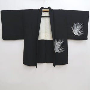 Haori Jacket Vintage(1950-1980) Black Peacock Silk #9990C2