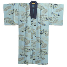 Load image into Gallery viewer, Men's Juban Light Blue Ukiyoe Silk #10872E4
