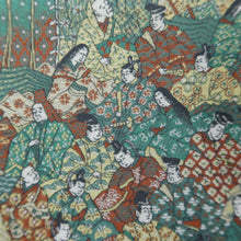 Load image into Gallery viewer, Fukuro Obi Green Brown Gold Hyakunin Issyu Silk BB341V9
