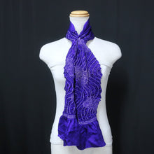 Load image into Gallery viewer, Silk Japanese Obiage Shibori Deep Purple Blue 48.0x5.1in(122x13cm) A#10035
