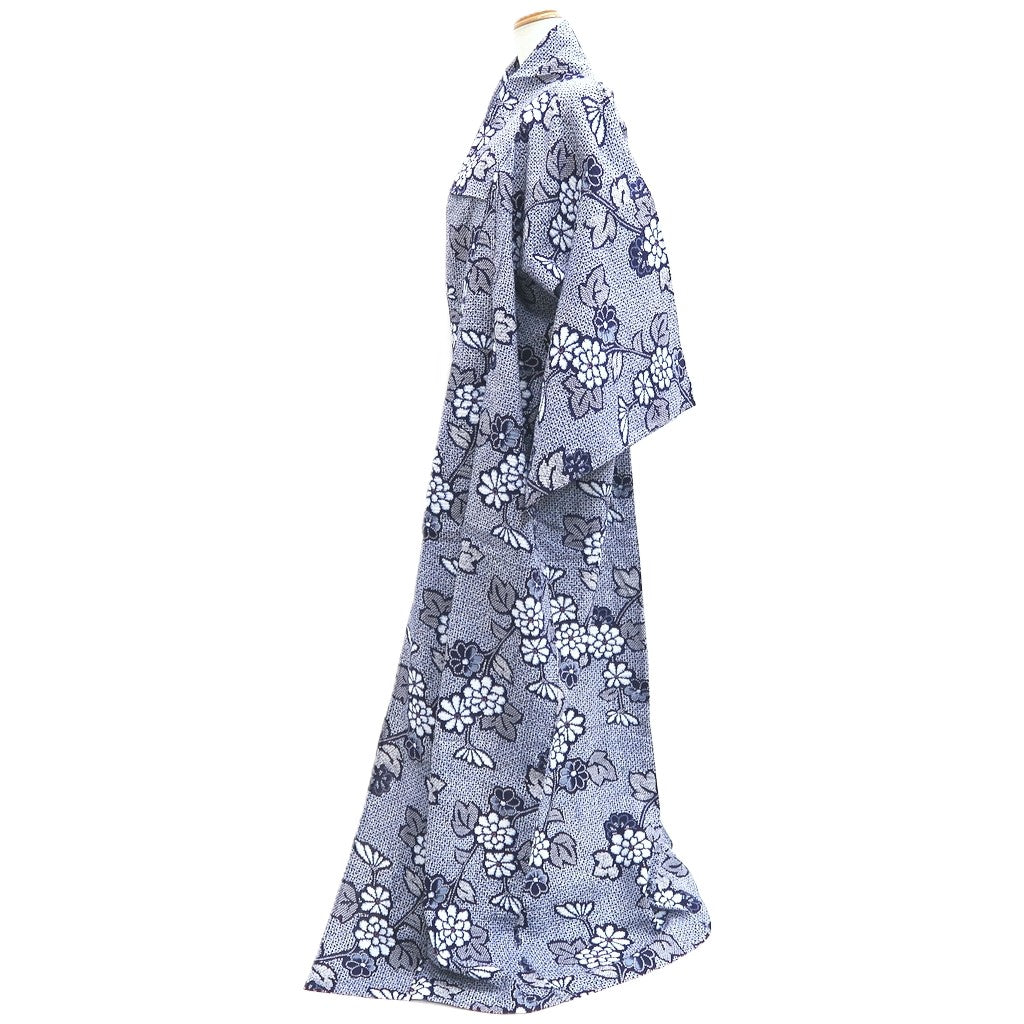 Yukata Vintage(1950-1980) Navy White Flower Cotton #10484A5
