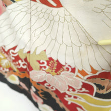 Load image into Gallery viewer, Furisode Vintage(1920-1950) Black Crane Birds Silk #11105Z1
