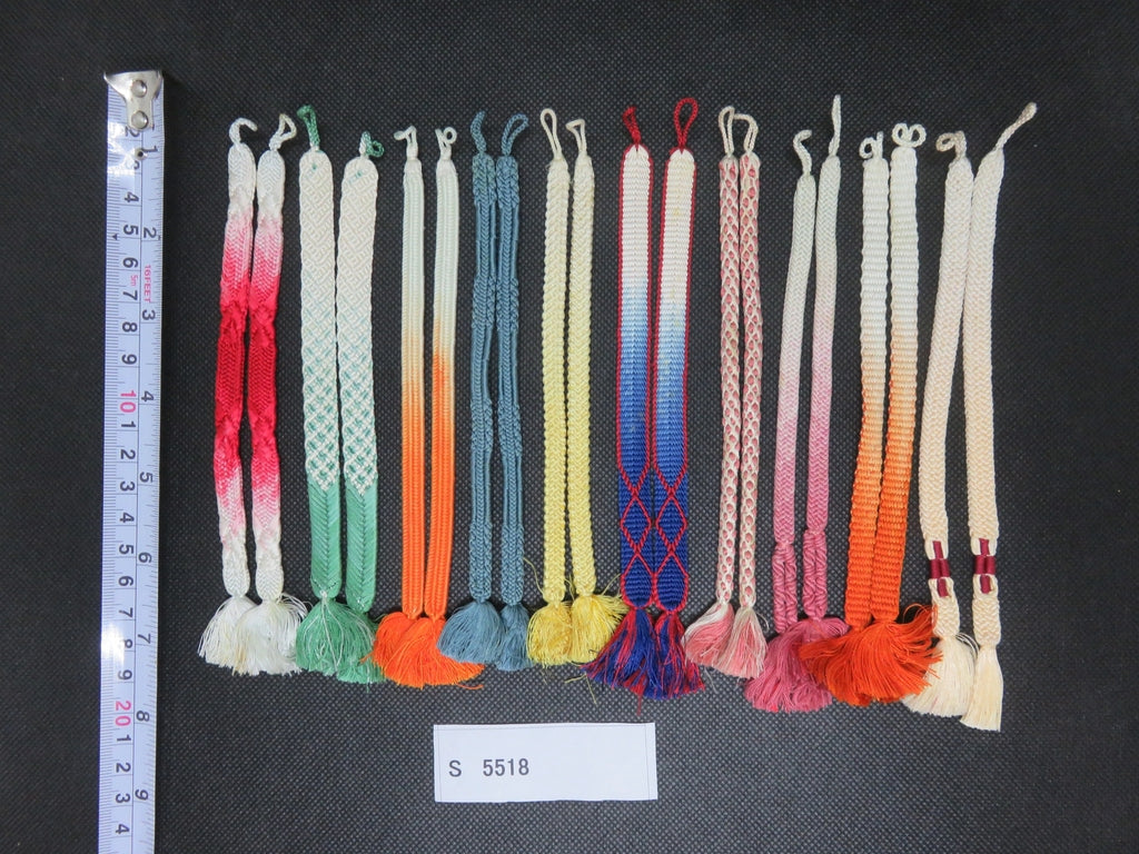 S#5518 Silk Haori Himo Flat Braid 10pcs Bundle Pack