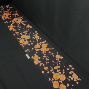 KK1432A1 Silk Kimono Fabric Vintage(1920-1950) Plum blossom Black 79.1x12.2in(201x31cm)