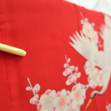 Load image into Gallery viewer, Juban Vintage(1950-1980) Red Crane Birds Silk #10503B1
