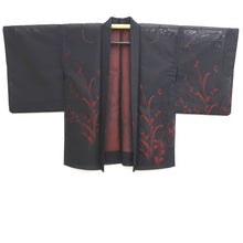 Load image into Gallery viewer, Haori Jacket Vintage(1950-1980) Black Burgundy Sheer Botanical Silk #10912E5
