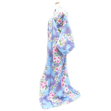 Load image into Gallery viewer, Yukata Light Blue Lily Cotton #10746D3
