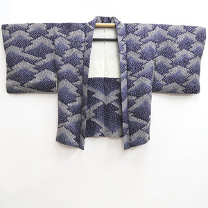 Haori Jacket Vintage(1950-1980) Blueish Purple Shibori Wave Silk #10110D2