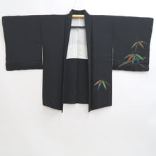 Load image into Gallery viewer, Haori Jacket Black Gold Bamboo leaf Silk #10982F3
