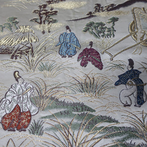 BB10023AC Silk Obi Fabric Heian Period Aristocrats White 50.8x10.6in(129x27cm)