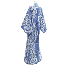 Load image into Gallery viewer, Yukata Vintage(1950-1980) Blue White Bangasa Cotton #11097B1

