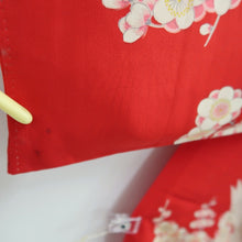 Load image into Gallery viewer, Juban Vintage(1950-1980) Red Crane Birds Silk #10503B1
