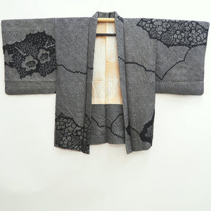 Haori Jacket Vintage(1950-1980) Black Shibori Chrysanthemum Silk #10095D2