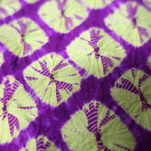 Load image into Gallery viewer, KK1485A2 Silk Kimono Fabric Vintage(Pre-1920) Shibori Purple Yellow 50.8x11.4in(129x29cm)
