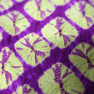 KK1485A2 Silk Kimono Fabric Vintage(Pre-1920) Shibori Purple Yellow 50.8x11.4in(129x29cm)