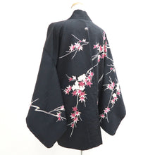 Load image into Gallery viewer, Haori Jacket Vintage(1950-1980) Black Maple Leaf Plum blossom Branch Silk #10932F1
