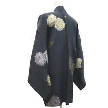 Load image into Gallery viewer, Haori Jacket Vintage(1950-1980) Black Gold Silver Chrysanthemum Silk #9863B2
