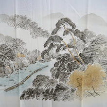 Load image into Gallery viewer, Men&#39;s Juban Blueish Gray Landscape Silk #10446A3
