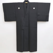 Load image into Gallery viewer, Men&#39;s Kimono Vintage(1950-1980) Black Montsuki Habutae Silk #9970C1
