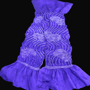 Silk Japanese Obiage Shibori Deep Purple Blue 48.0x5.1in(122x13cm) A#10035