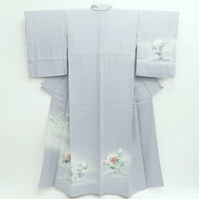 Load image into Gallery viewer, Kimono Light Blueish Gray Peony Branch Silk #9666J3
