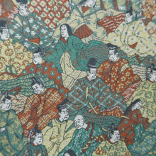 Load image into Gallery viewer, Fukuro Obi Green Brown Gold Hyakunin Issyu Silk BB341V9
