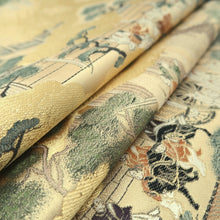 Load image into Gallery viewer, Fukuro Obi Gold Landscape Kizoku Samurai Silk BB333V9
