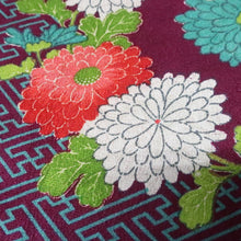 Load image into Gallery viewer, KK1465A1 Silk Kimono Fabric Vintage(1920-1950) Sayagata Dark Purple 53.9x11.4in(137x29cm)
