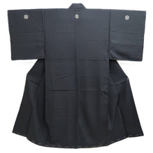 Load image into Gallery viewer, Men&#39;s Kimono Vintage(1950-1980) Black Montsuki Silk #10461A4
