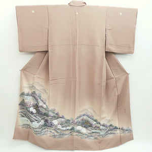 Kimono Rosybrown Zen Temple Landscape Tall Silk #9945B5