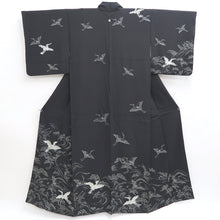 Load image into Gallery viewer, Kimono Black Crane Birds Shibori Tall Silk #9924B4
