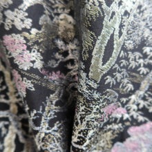 Load image into Gallery viewer, Haori Jacket Vintage(1950-1980) Black Gold Silver Landscape Tree Silk #10821E1
