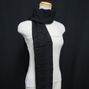 Silk Japanese Obiage Asanoha Black 66.9x11.0in(170x28cm) A#10046