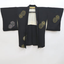Load image into Gallery viewer, Haori Jacket Vintage(1950-1980) Black Gold Silver Chrysanthemum Silk #9863B2
