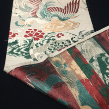 Load image into Gallery viewer, BB10033AC Silk Obi Fabric Vintage(1920-1950) Phoenix Red Green 73.6x11.4in(187x29cm)

