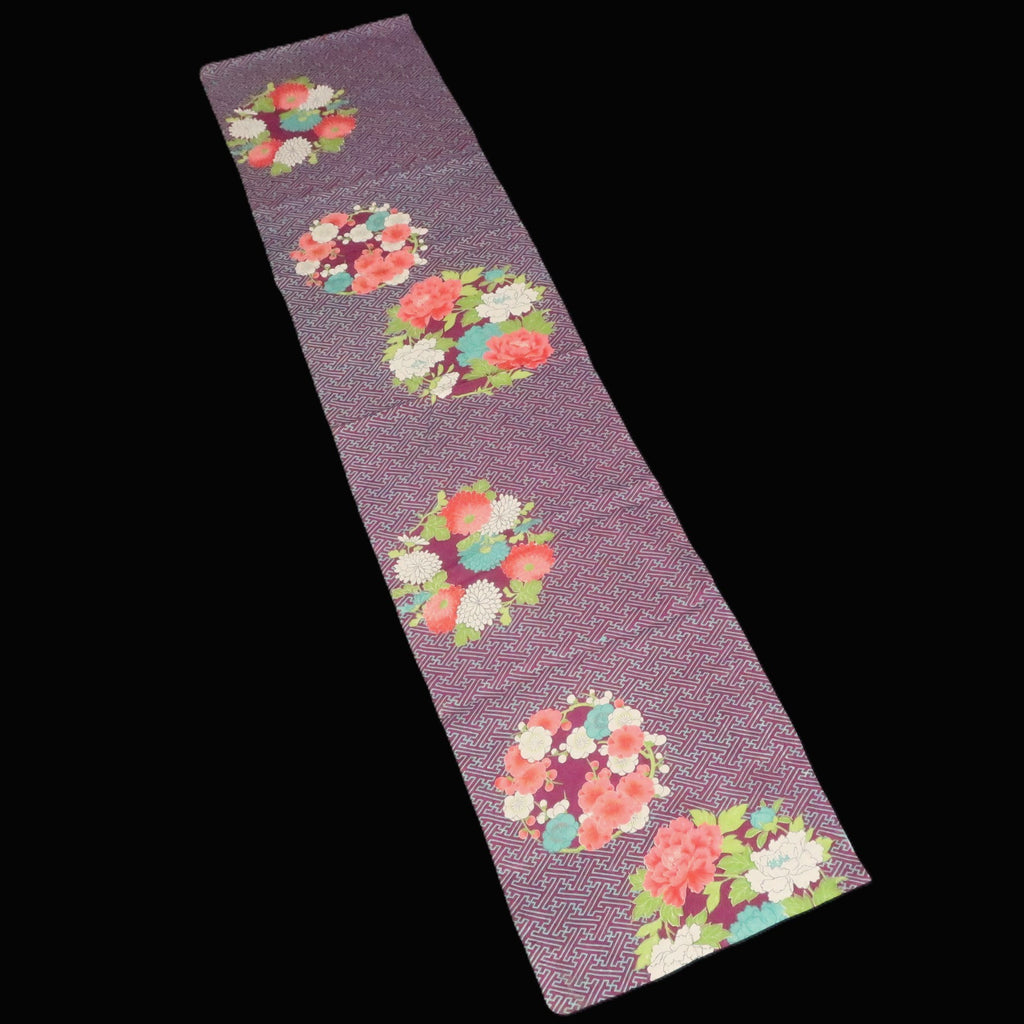 KK1466A1 Silk Kimono Fabric Vintage(1920-1950) Sayagata Dark Purple 50.8x11.4in(129x29cm)
