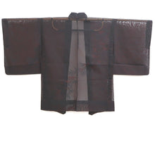 Load image into Gallery viewer, Haori Jacket Vintage(1950-1980) Black Red Sheer Bamboo leaf Silk #10972F3
